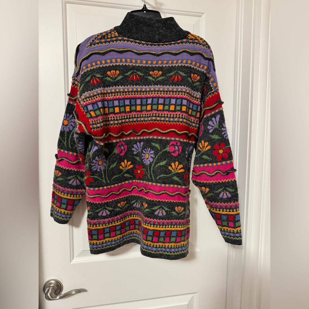 Vintage wool blend Colorful Patterned Women's Sweater